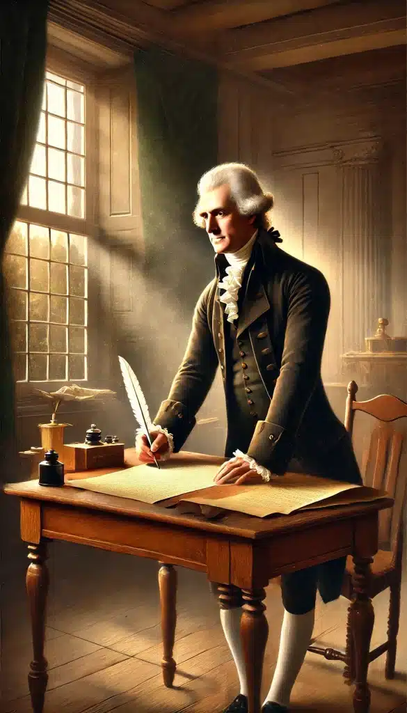 Thomas Jefferson signing the declaation of independence